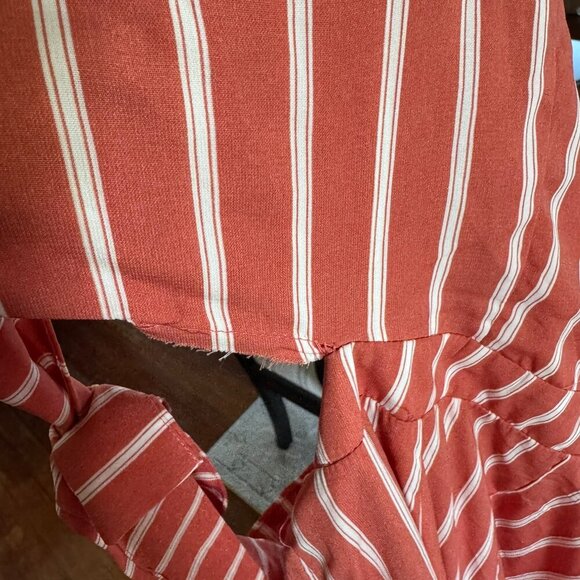 Lucky & Blessed NWT Coral Stripe Strapless Jumpsuit Back Tie F23 - Picture 6 of 7